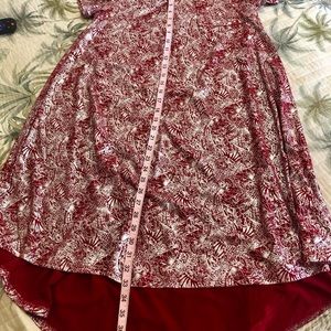 LuLaRoe red and silver metallic dress size M